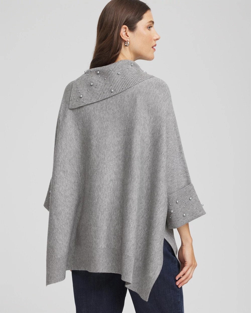 Chico's Clothing Embellished Sweater Poncho
