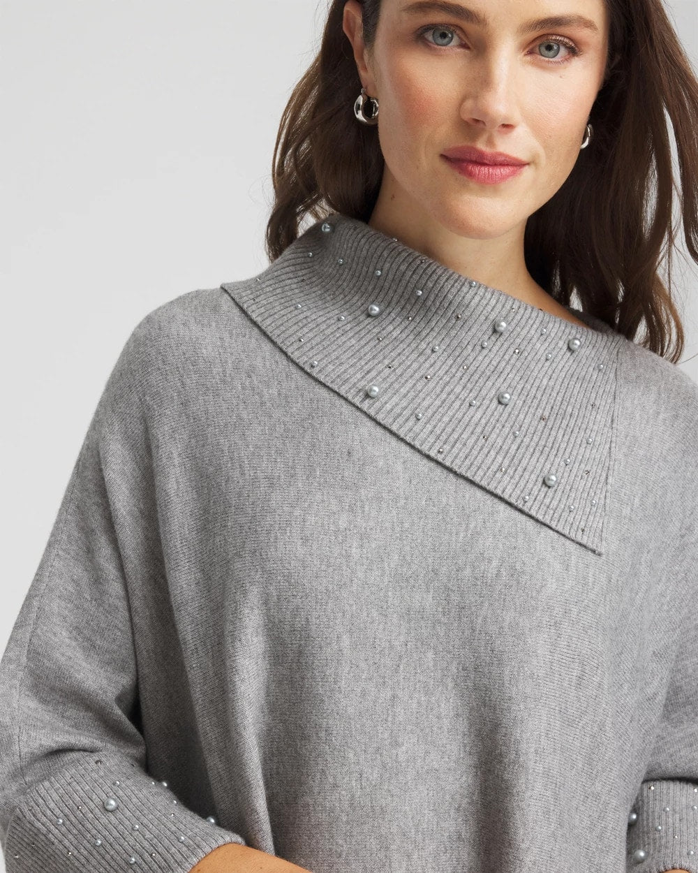 Chico's Clothing Embellished Sweater Poncho