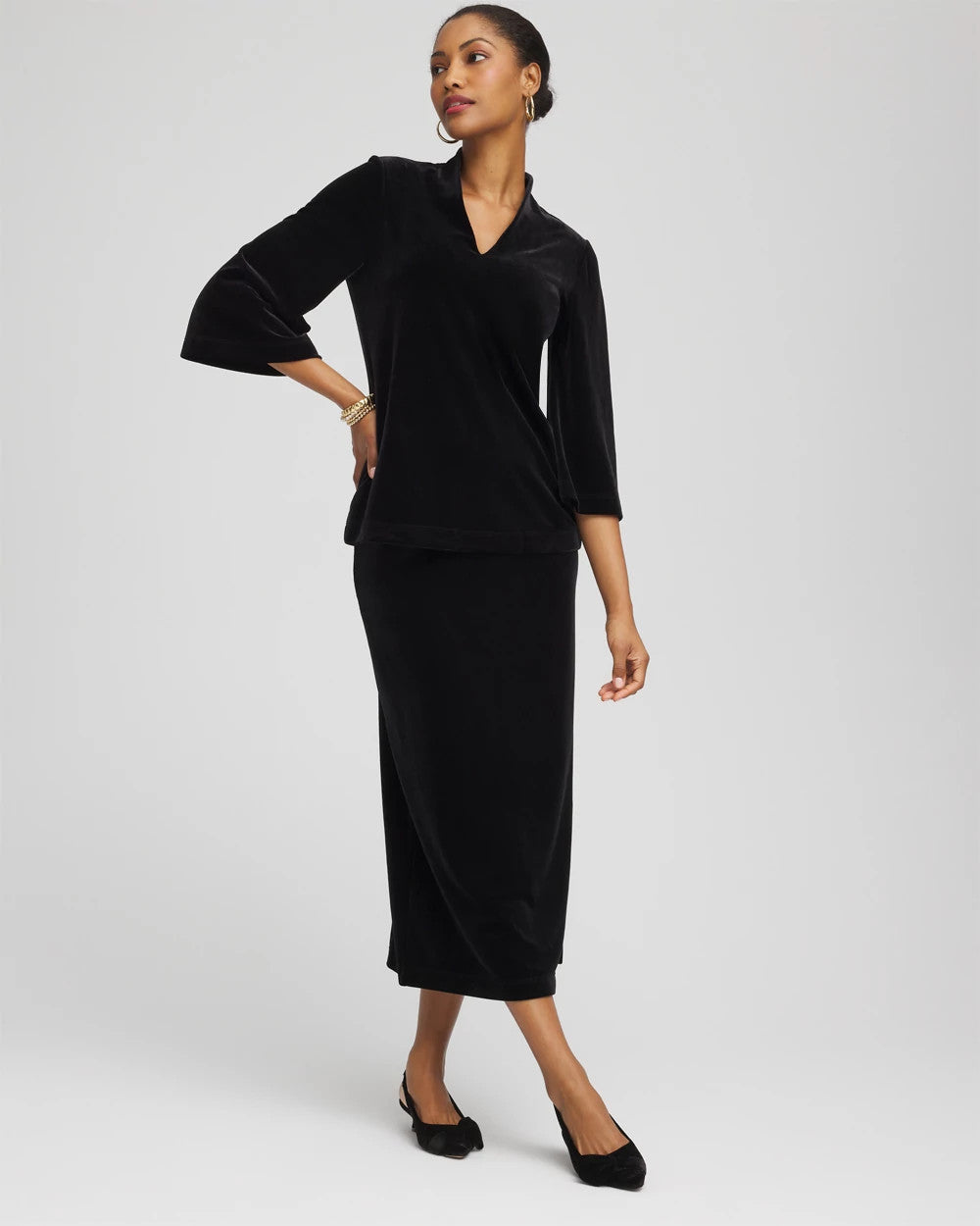 Chico's Clothing Travelers™ Velvet V-Neck Kimono Sleeve Top