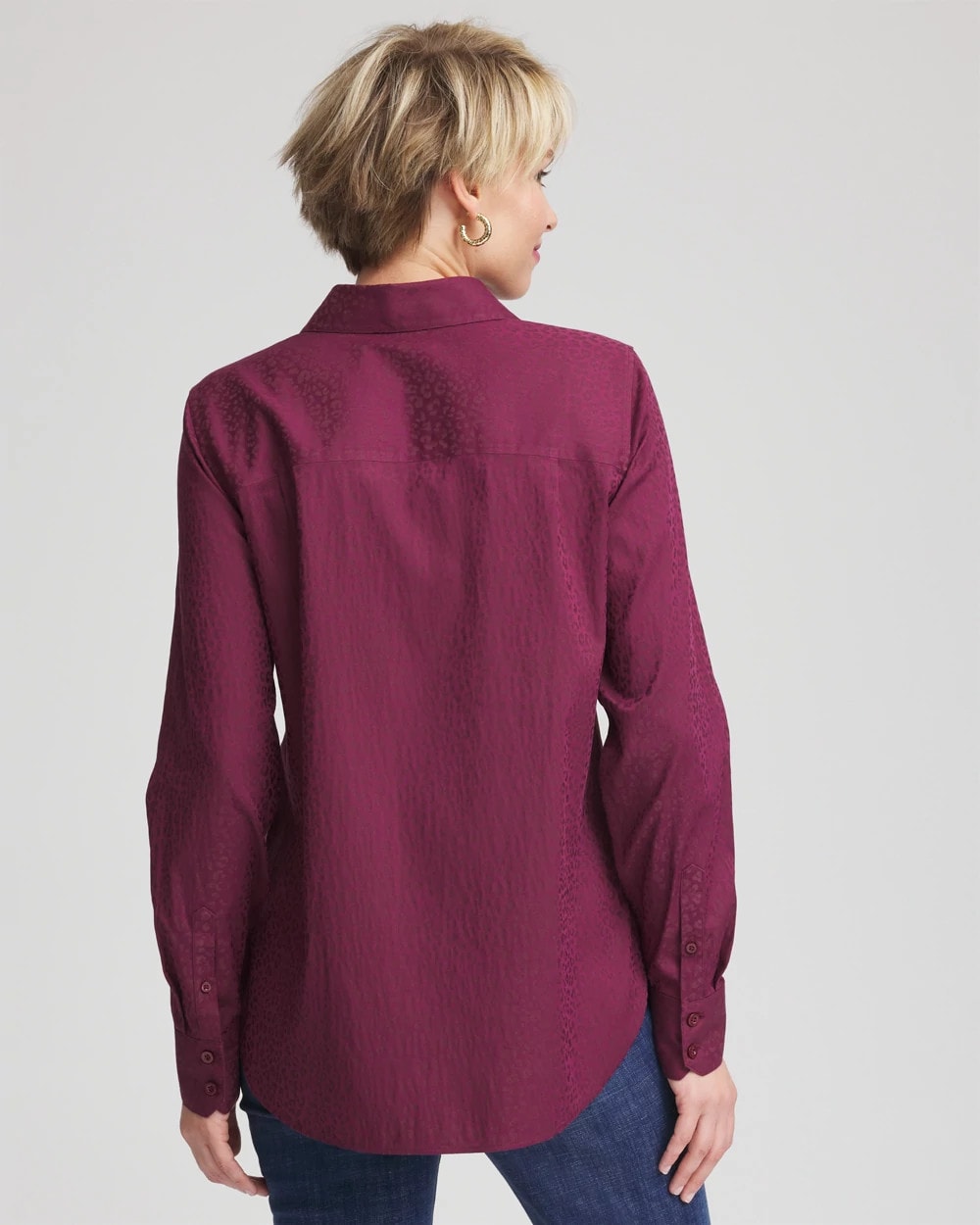 Chico's Clothing No Iron™ Jacquard Chianti Animal-Motif Shirt