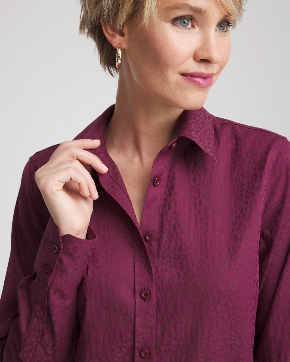 Chico's Clothing No Iron™ Jacquard Chianti Animal-Motif Shirt