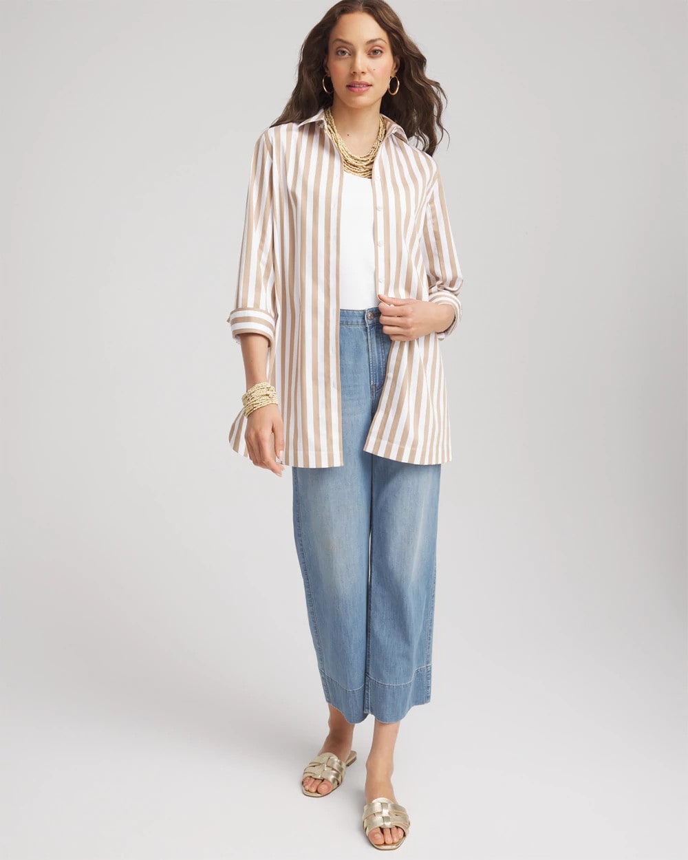 Chico's Clothing No Iron™ Neutral Striped Tunic
