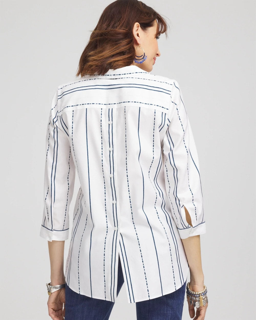 Chico's Clothing No Iron™ Striped Buttonback Stretch Tunic