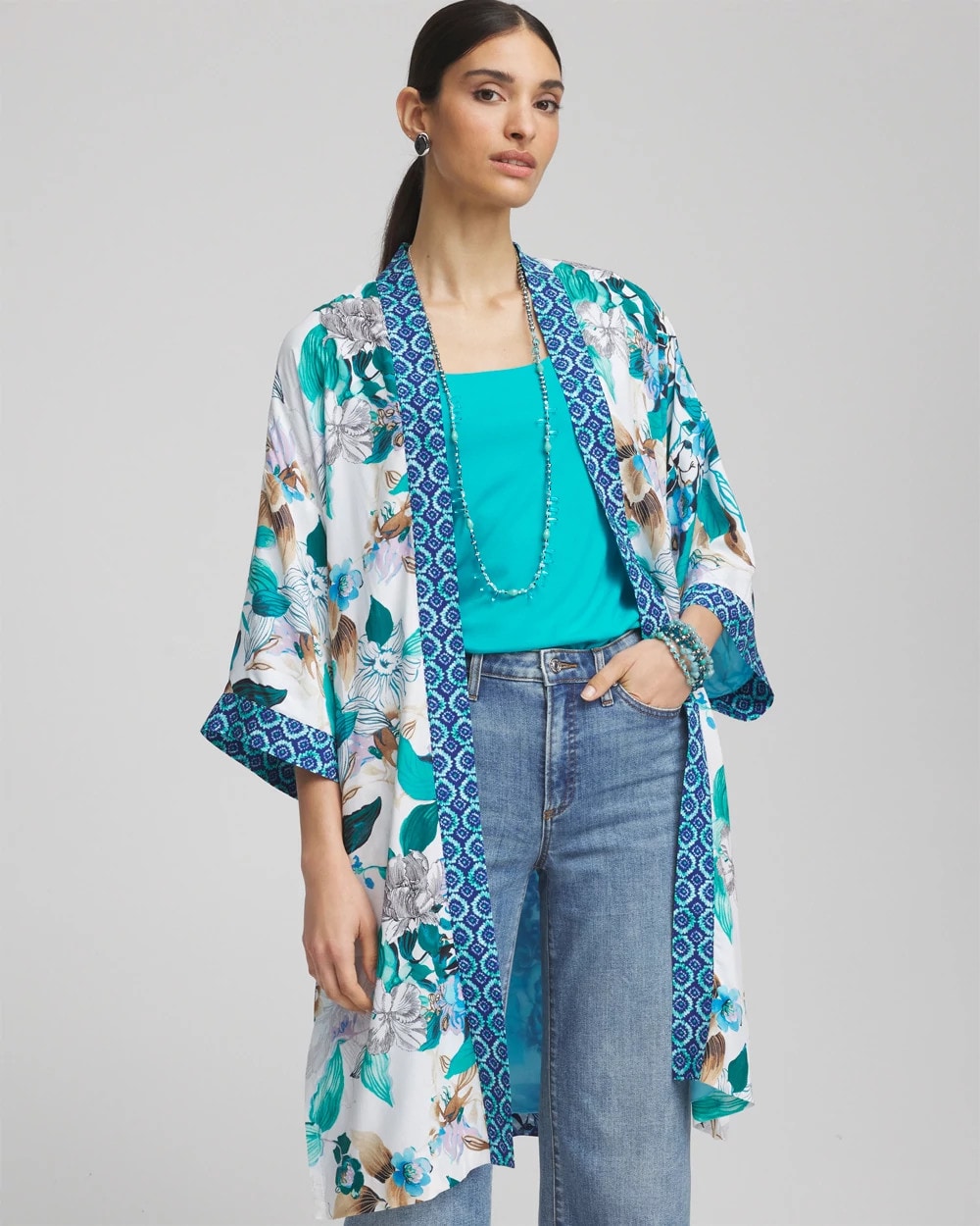 Chico's Clothing Island Motif Long Kimono