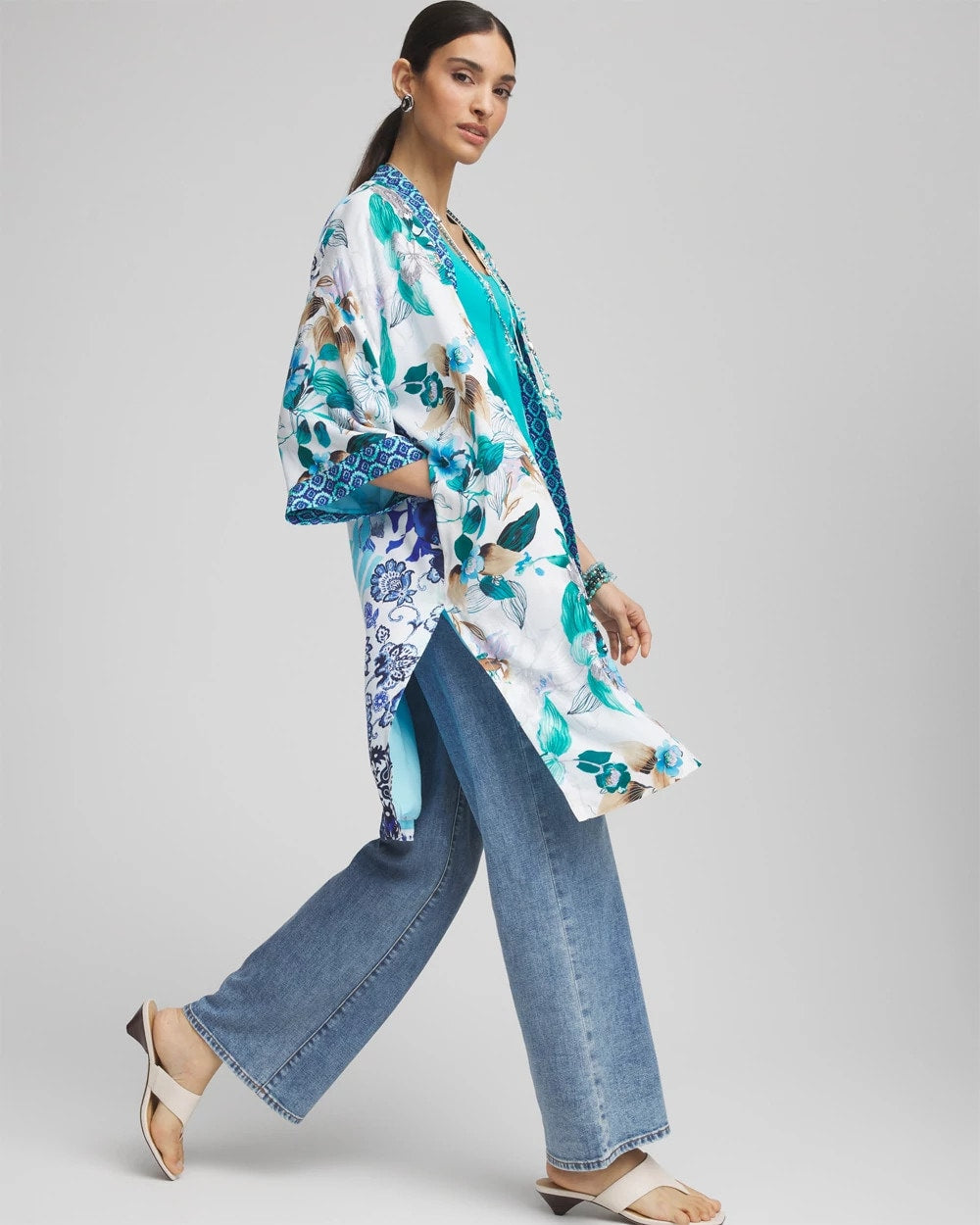 Chico's Clothing Island Motif Long Kimono