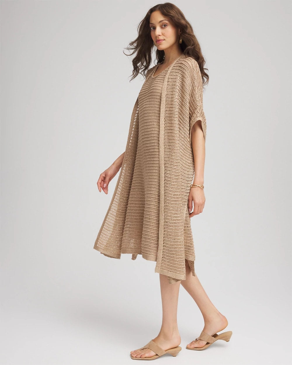 Chico's Clothing Crochet-Knit Sequins Ruana