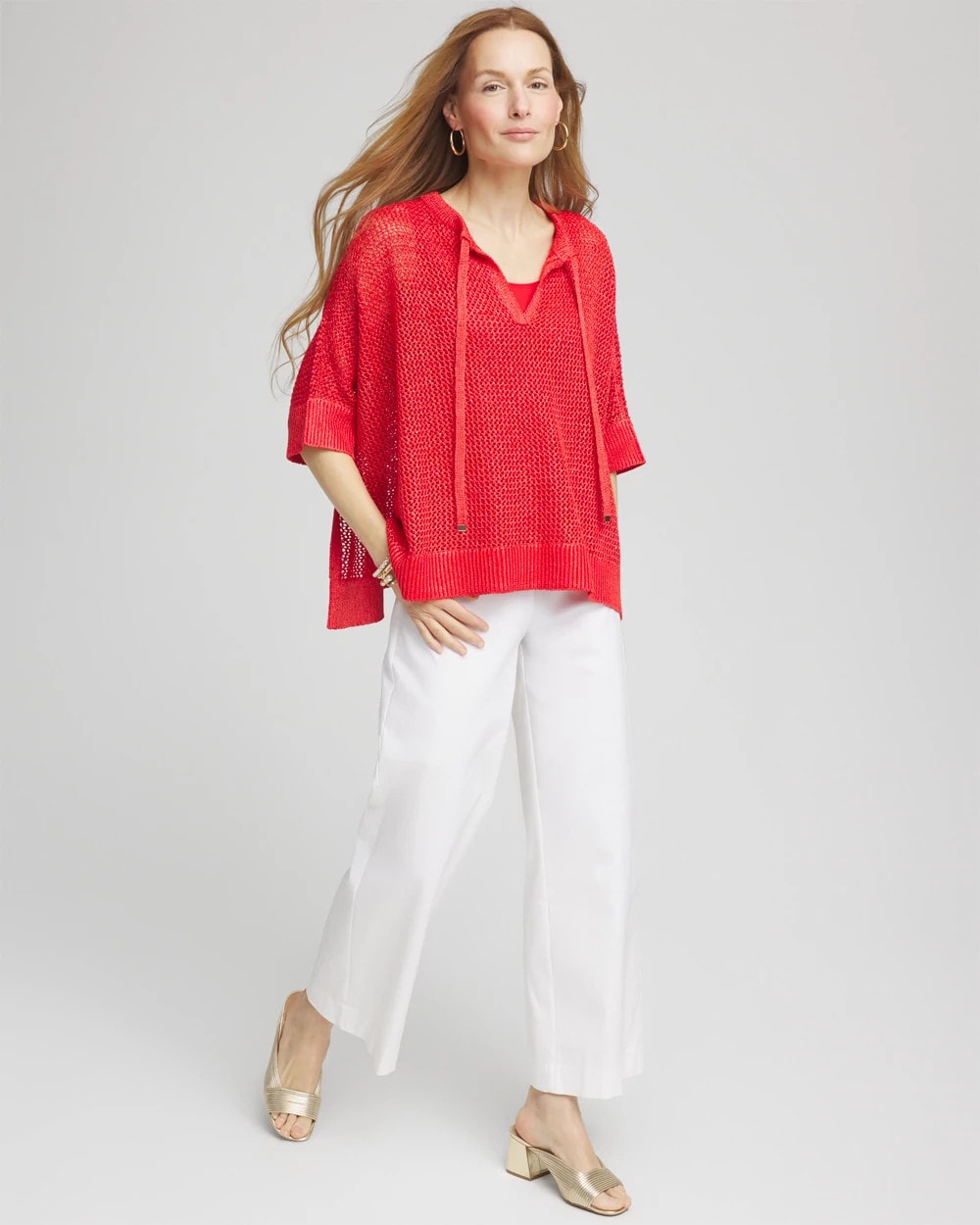 Chico's Clothing Sequin Open Knit Poncho