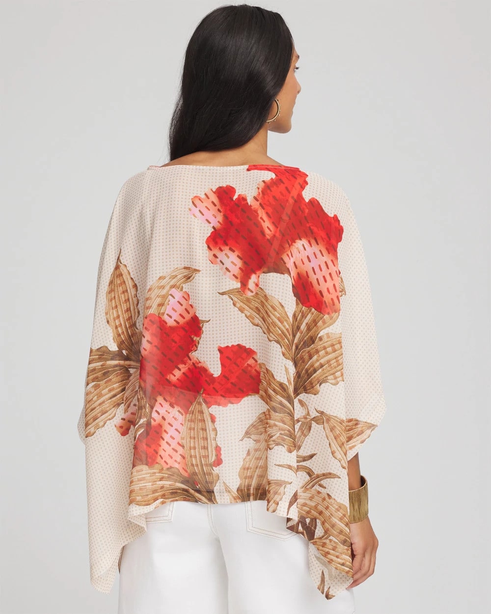 Chico's Clothing Floral Chiffon Pull-Over Poncho