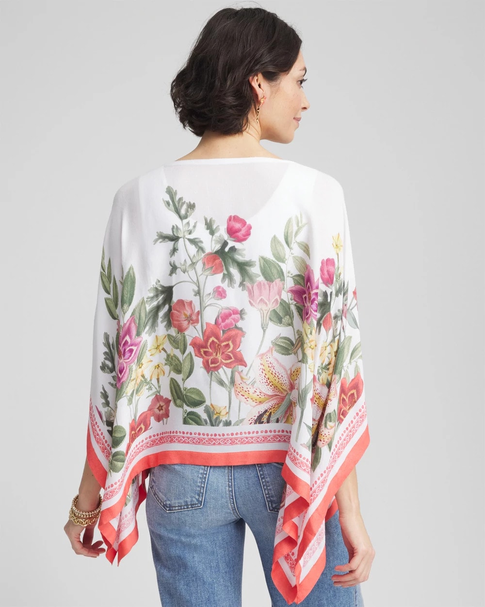 Chico's Clothing Wildflower Crepe Boatneck Poncho