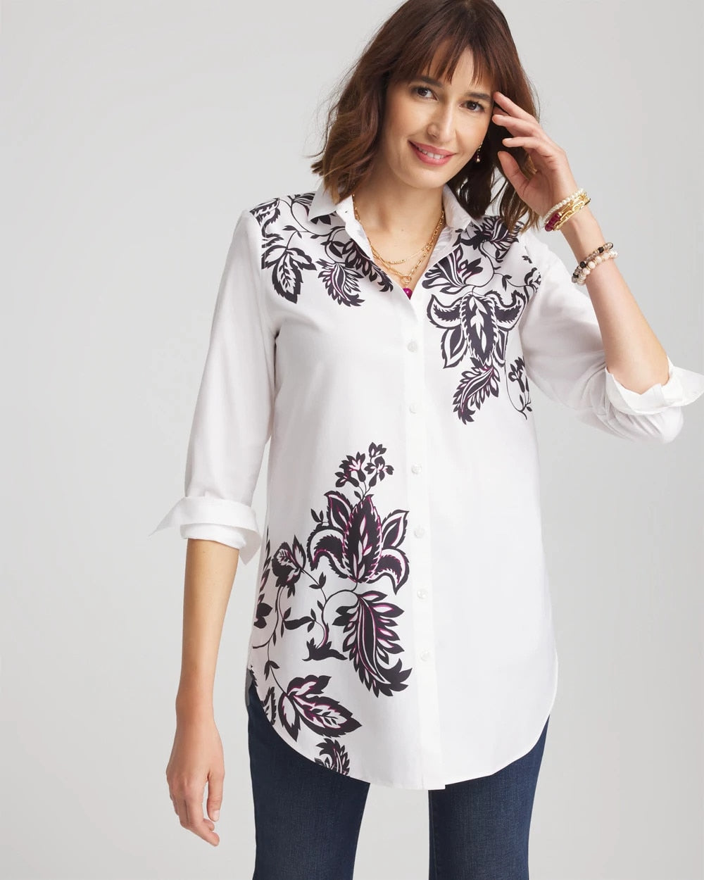 Chico's Clothing No Iron™ Floral Stretch Tunic
