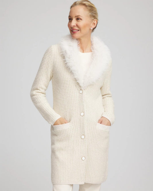 Chico's Clothing Fur Trim Cardigan