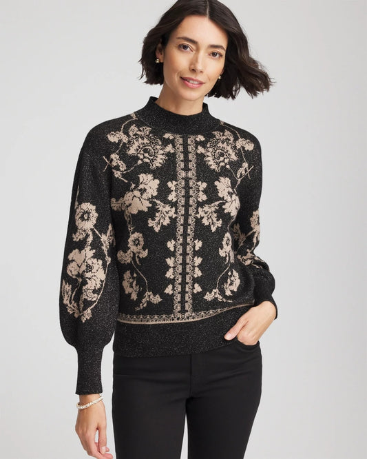 Chico's Clothing Bryne Jacquard Mockneck Pullover