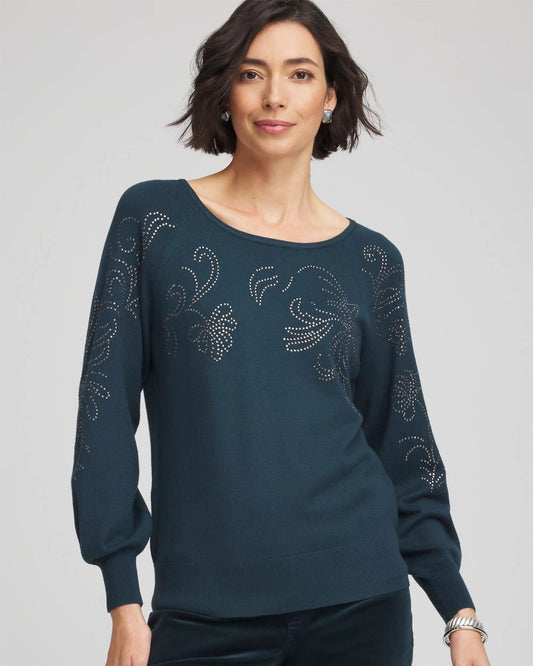 Chico's Clothing Heatset Embroidered Pullover