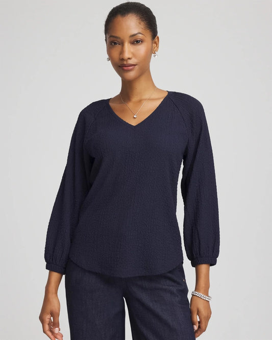 Chico's Clothing Textured Raglan V-Neck Top