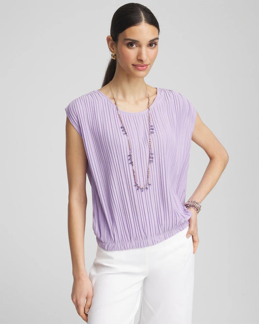 Chico's Clothing Pleated Bubble-Hem Tee