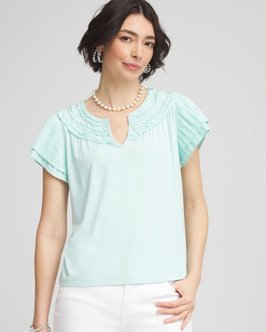 Chico's Clothing Touch of Cool™ Layered Pleated Flutter Tee