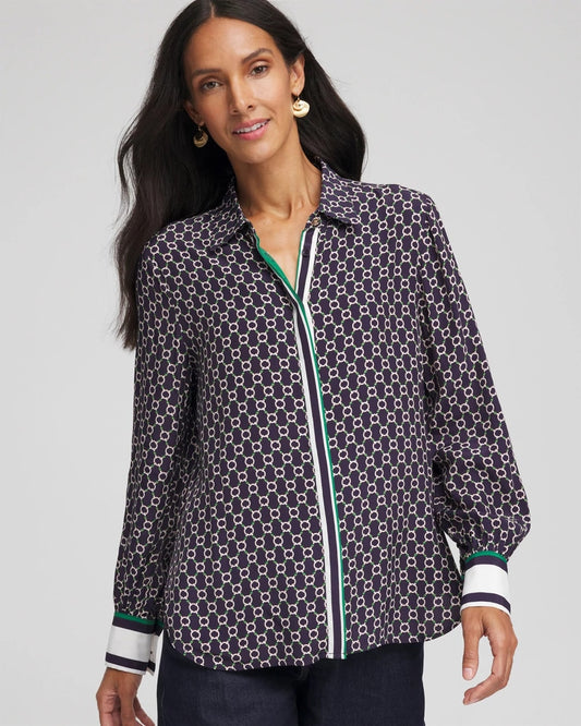 Chico's Clothing Faux Silk Twill Shirt