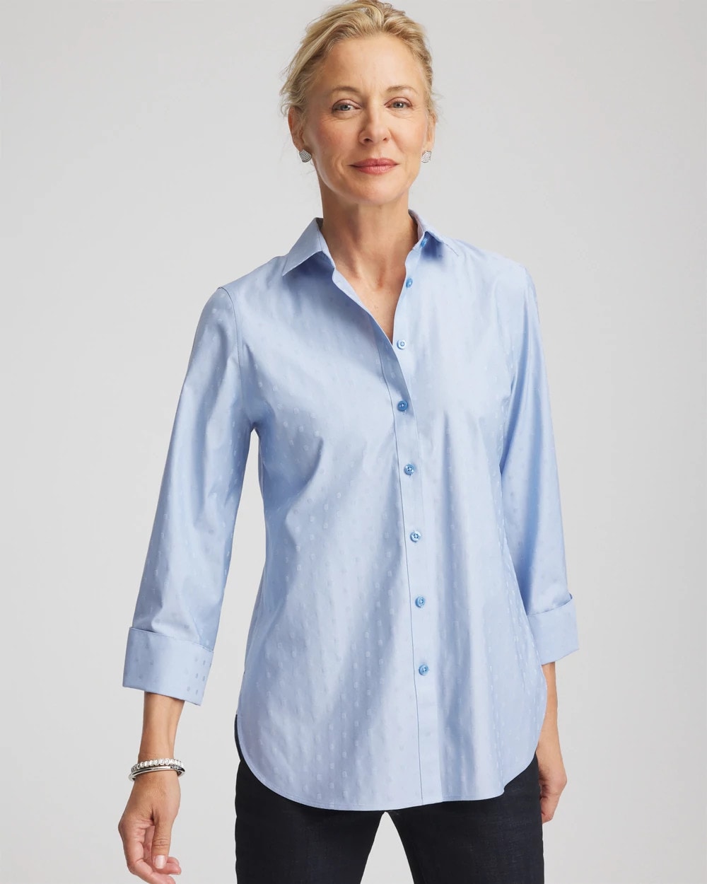Chico's Clothing No Iron™ Striped Jacquard Sateen Shirt