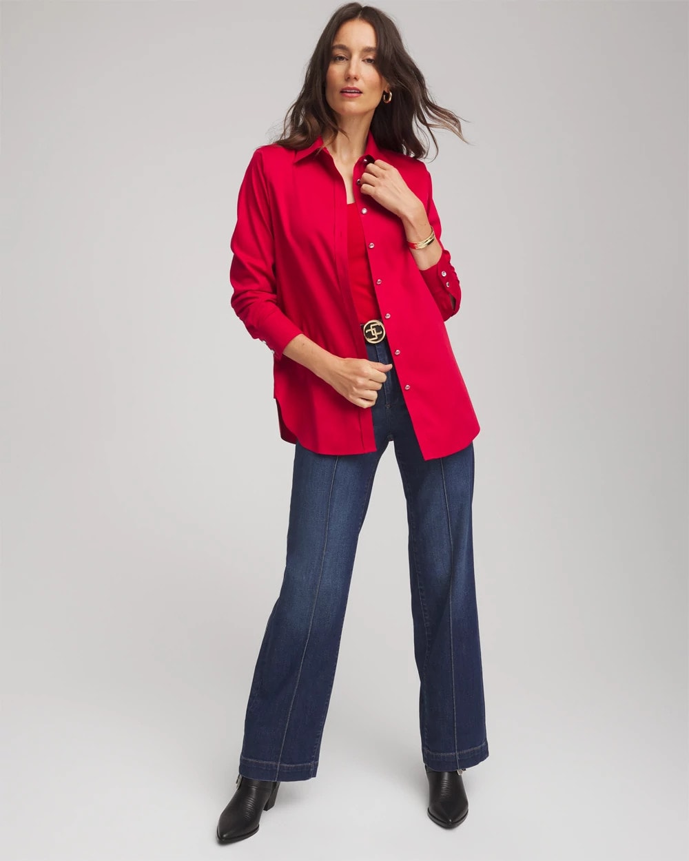 Chico's Clothing No Iron™ Rhinestone Button Shirt