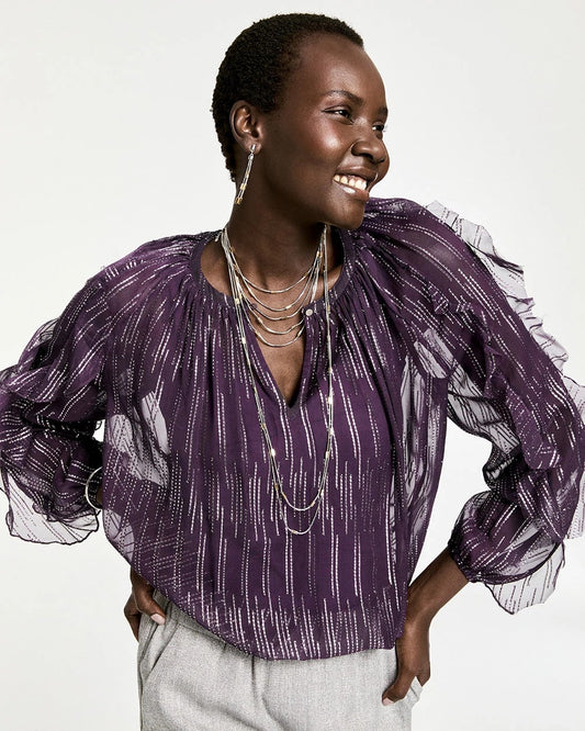 Chico's Clothing Georgette Ruffle Sleeve Blouse