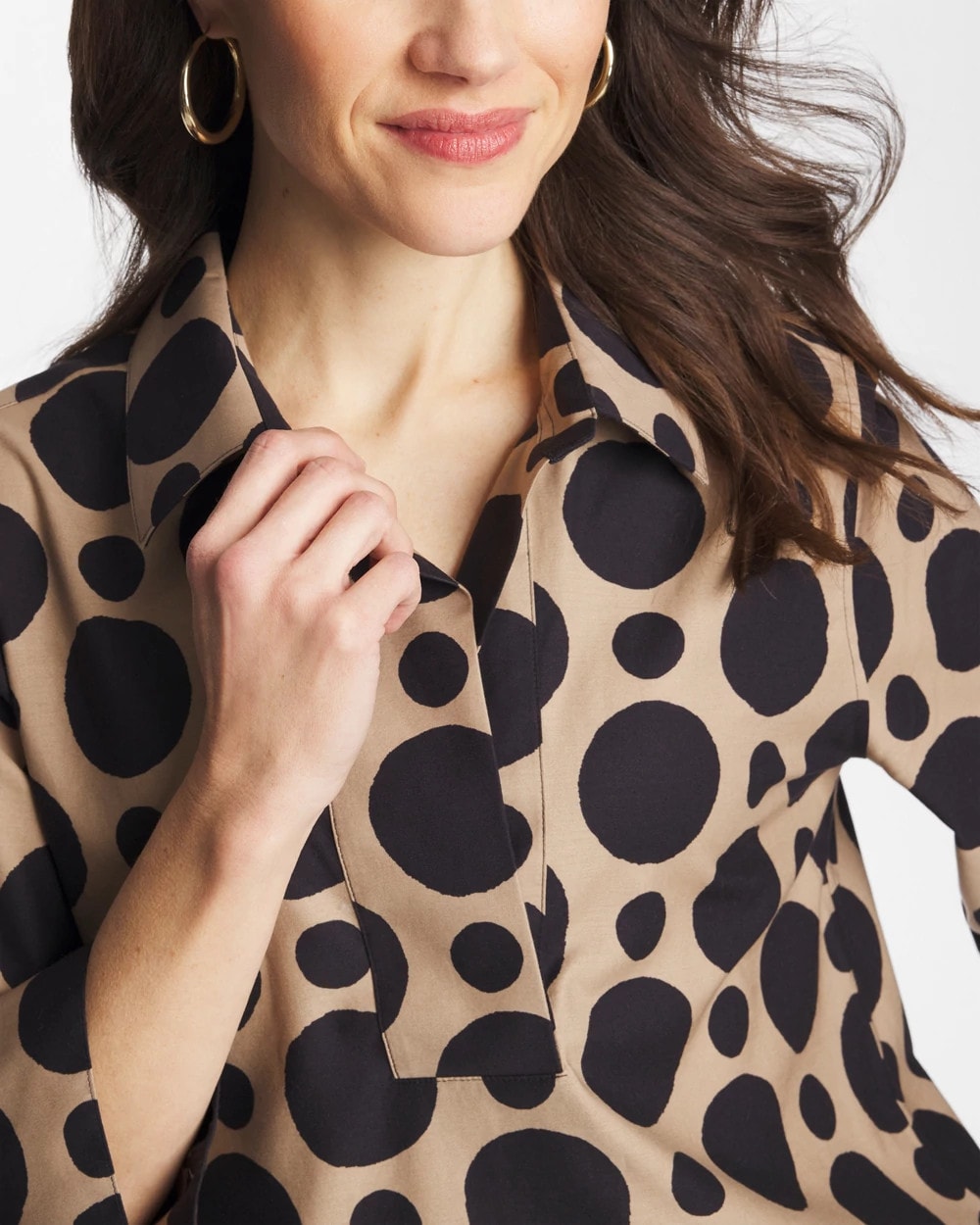 Chico's Clothing No Iron™ Stretch Global Dots Popover Tunic