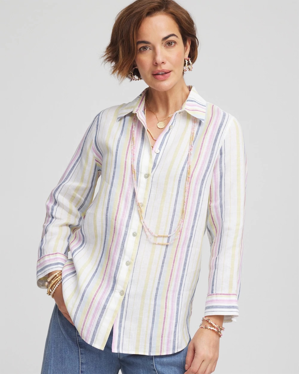 Chico's Clothing No Iron™ Multi Stripe Linen Shirt