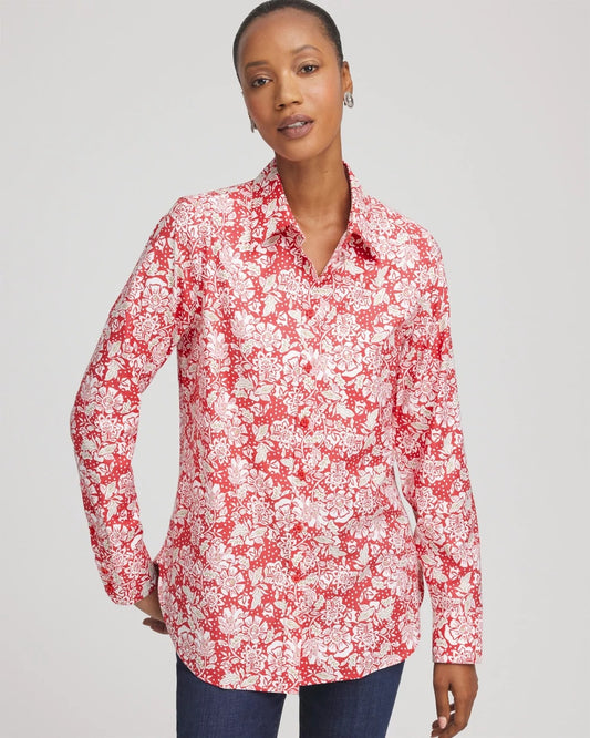 Chico's Clothing No Iron™ Long-Sleeved Folklore-Floral Shirt