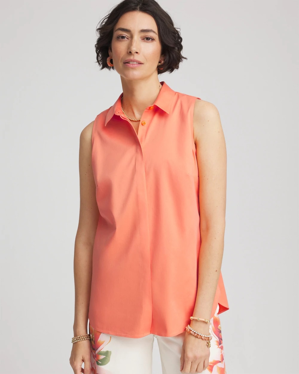 Chico's Clothing No Iron™ Sleeveless Sateen-Stretch Shirt