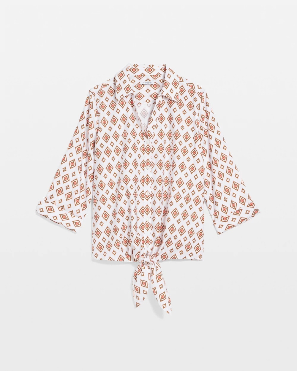Chico's Clothing No Iron™ Tie-Front Geo-Print Shirt