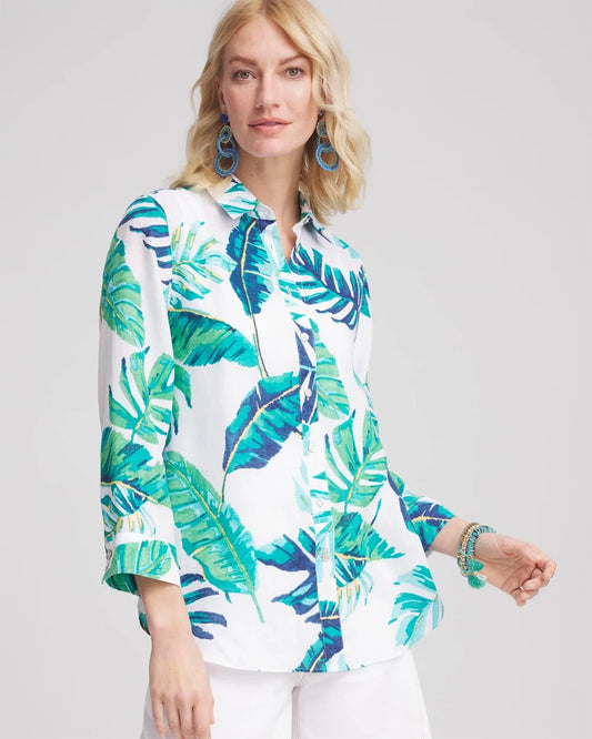 Chico's Clothing No Iron™ Palm Print Linen Shirt