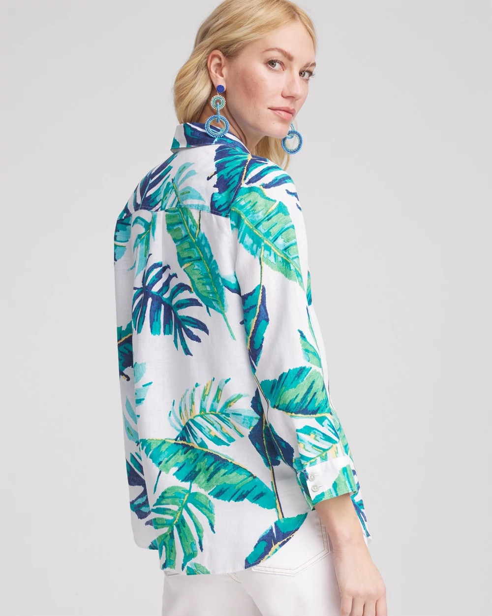 Chico's Clothing No Iron™ Palm Print Linen Shirt