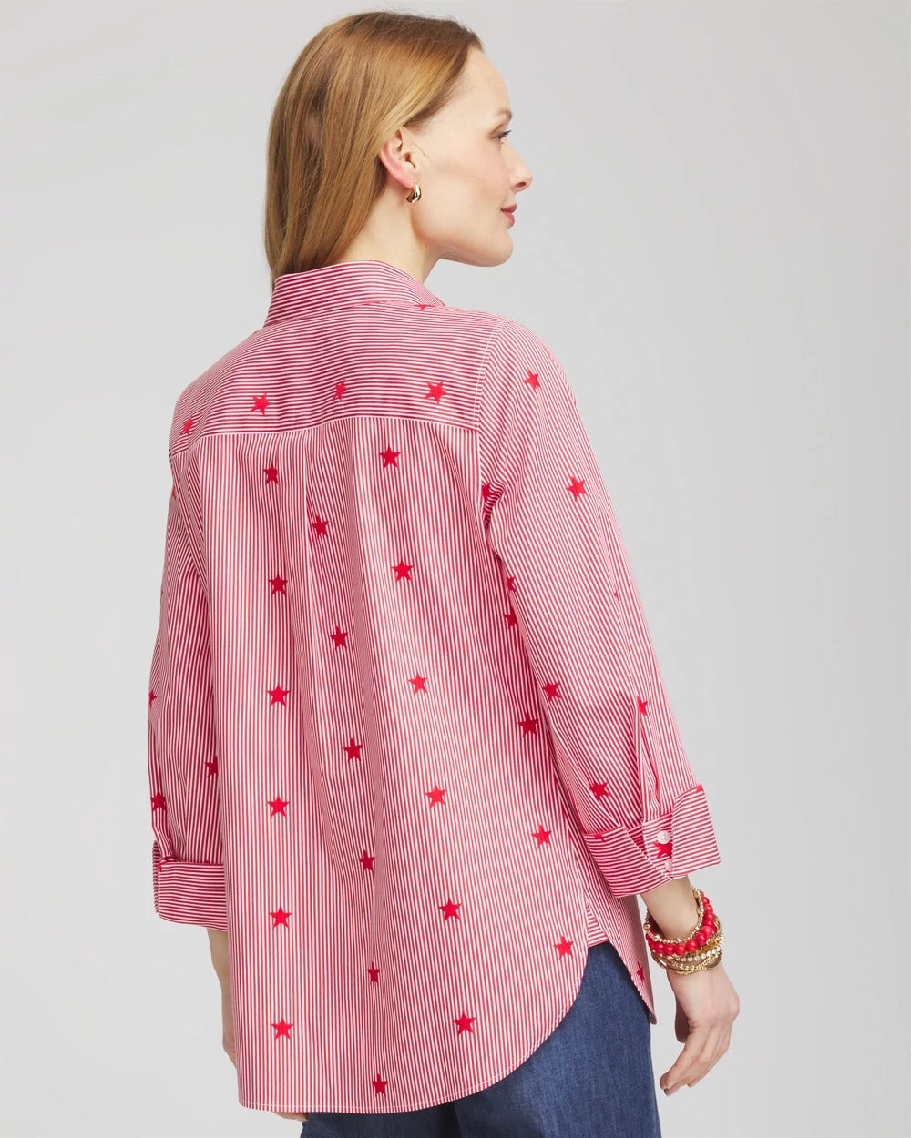 Chico's Clothing No Iron™ Stars & Stripes  Sateen Shirt