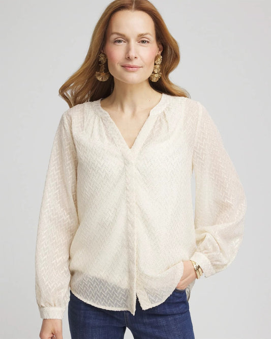 Chico's Clothing Chevron Blouson Sleeve Blouse
