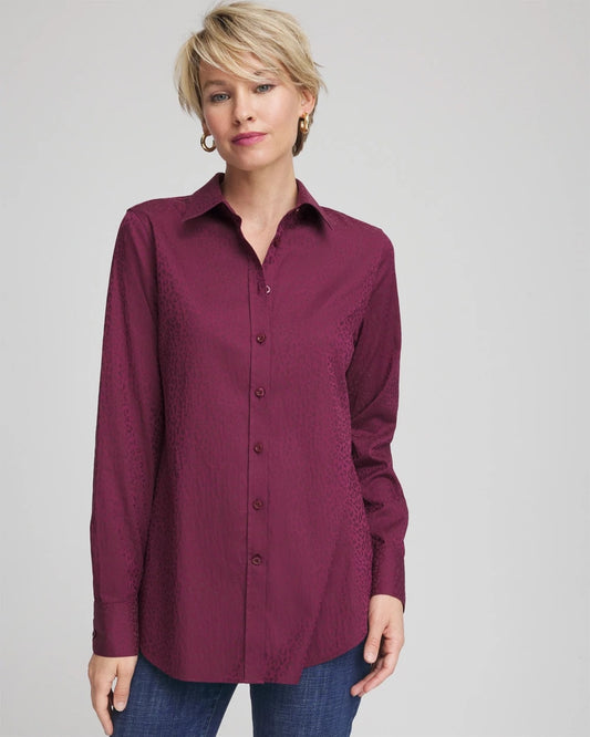 Chico's Clothing No Iron™ Jacquard Chianti Animal-Motif Shirt