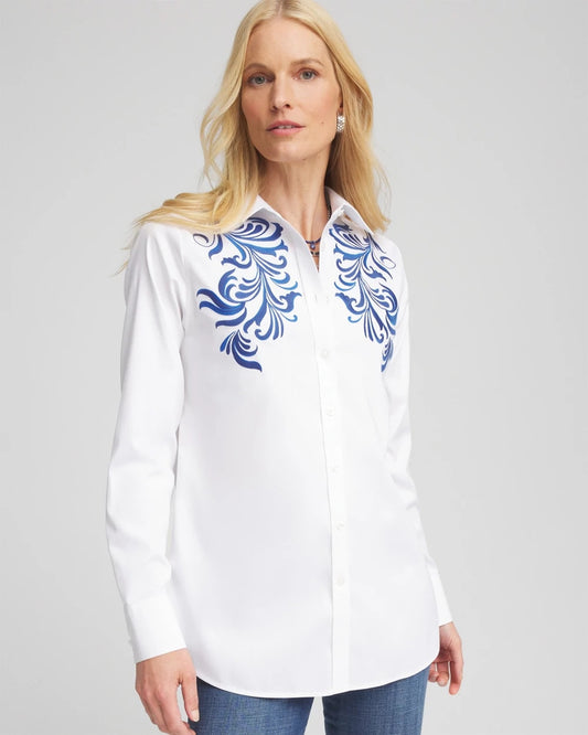Chico's Clothing No Iron™ Wildflower Embroidered Shirt