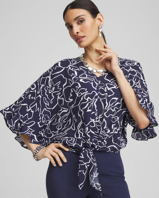 Chico's Clothing Ecovero™ Tie-Front Frill Sleeve Blouse