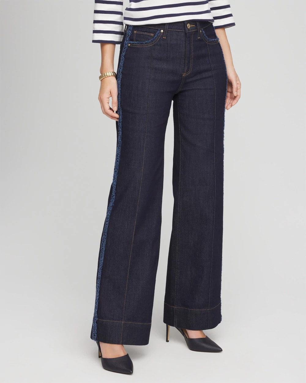 Chico's Clothing Frayed High-Rise Wide-Leg Jeans