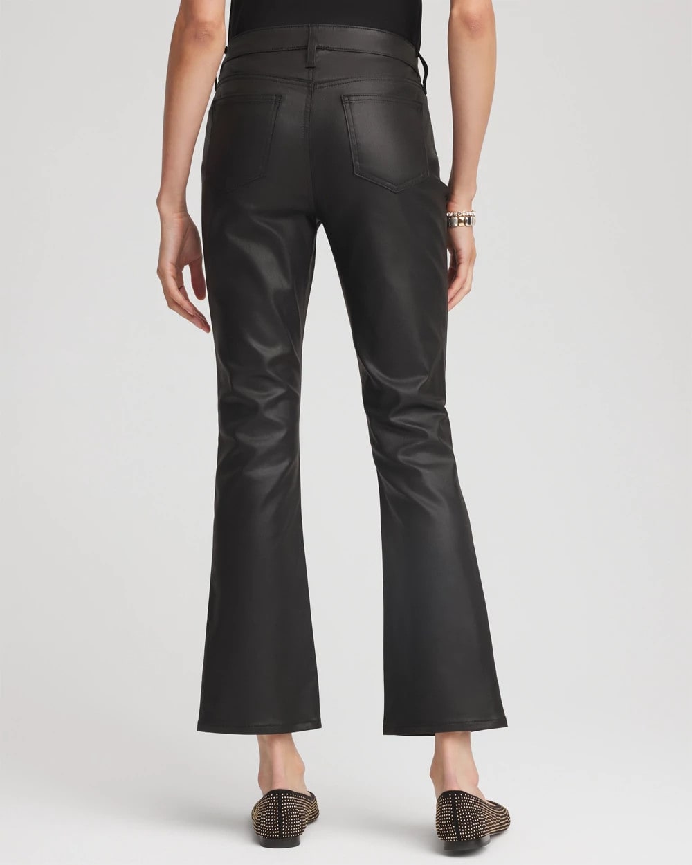 Chico's Clothing Coated Girlfriend Cropped Flared Jeans