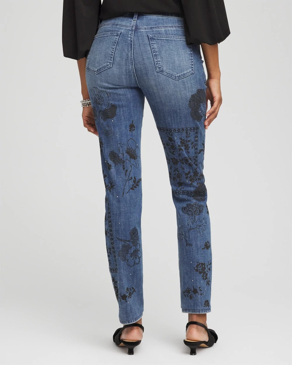 Chico's Clothing Mixed-Media Girlfriend Slim Ankle Jeans