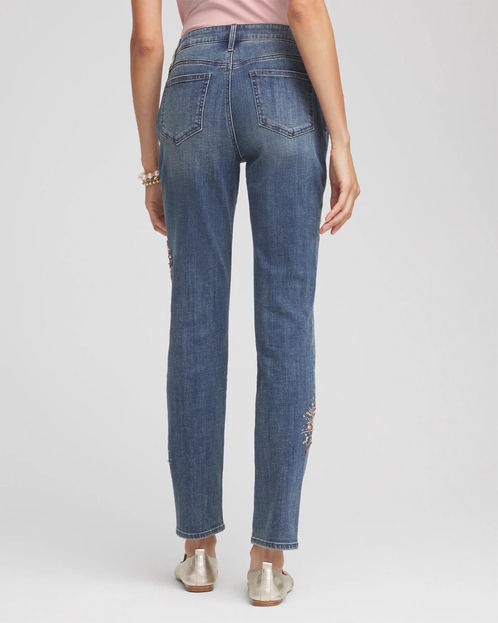 Chico's Clothing Embellished Starbursts Girlfriend Slim Ankle Jeans