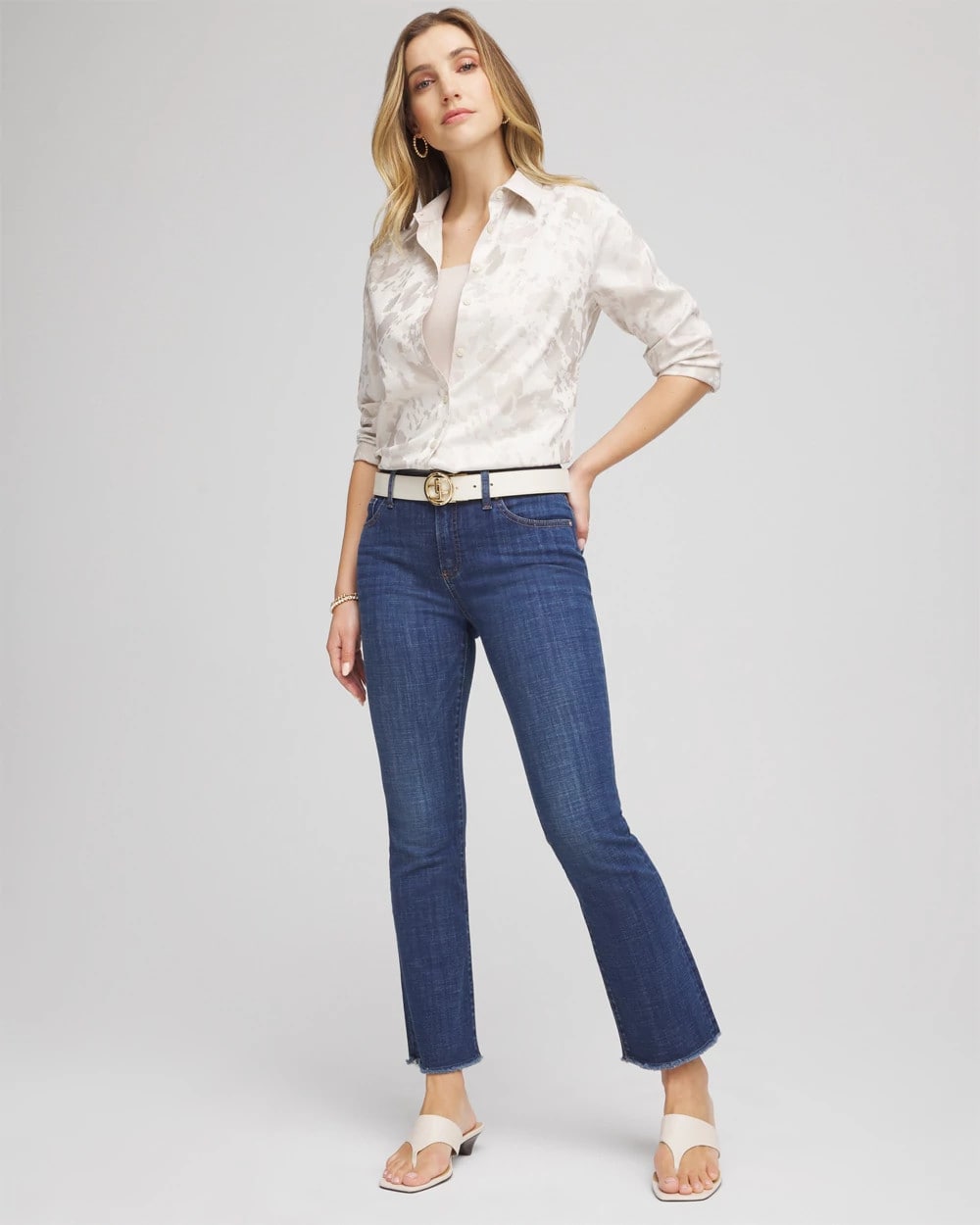 Chico's Clothing Girlfriend Fray Hem Kick Flare Jeans