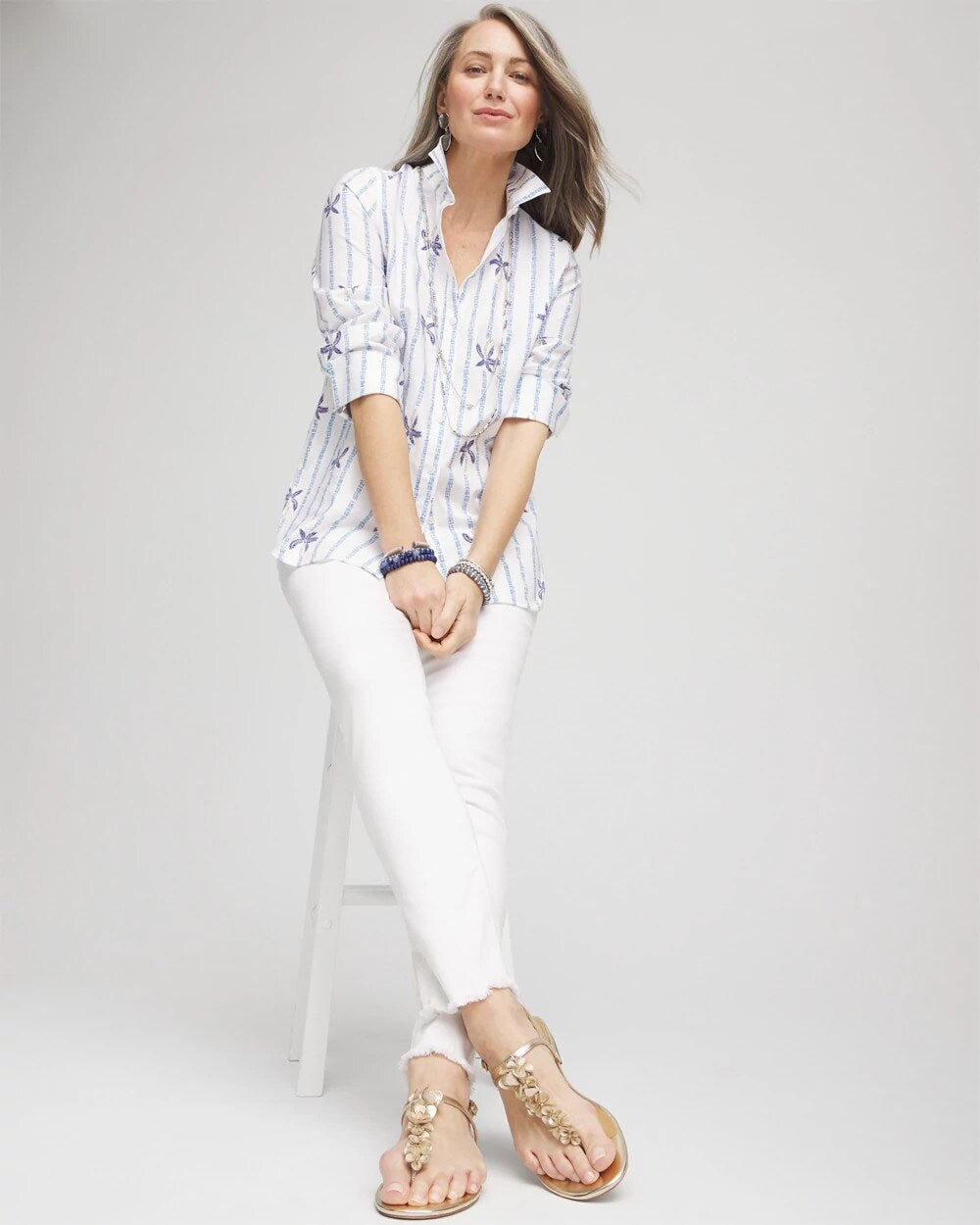 Chico's Clothing No-Stain Girlfriend Frayed Ankle Jeans