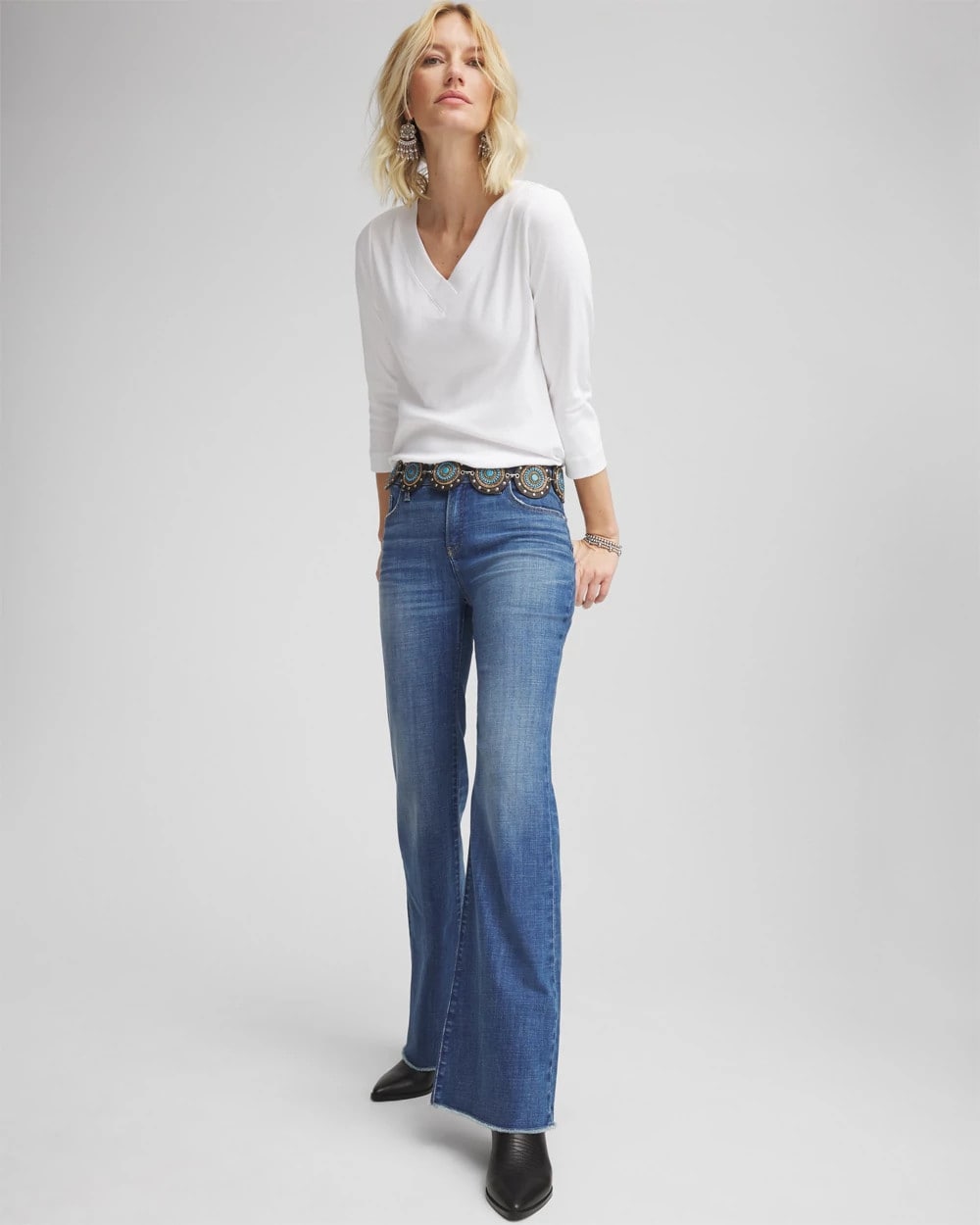 Chico's Clothing Girlfriend Frayed Flared Jeans