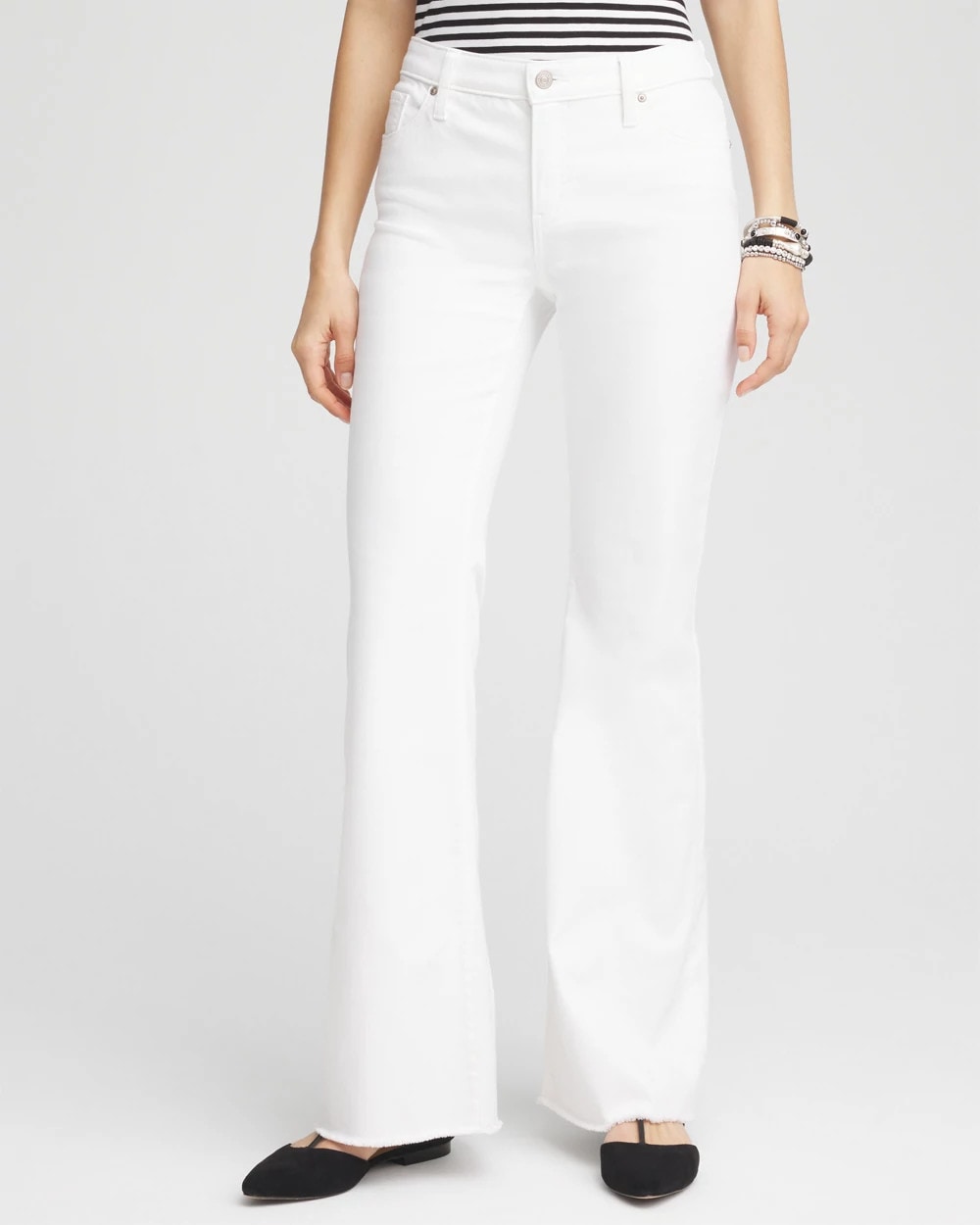 Chico's Clothing Girlfriend No Stain Frayed Flared Jeans