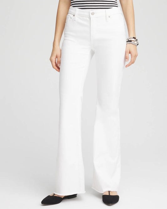 Chico's Clothing Girlfriend No Stain Frayed Flared Jeans