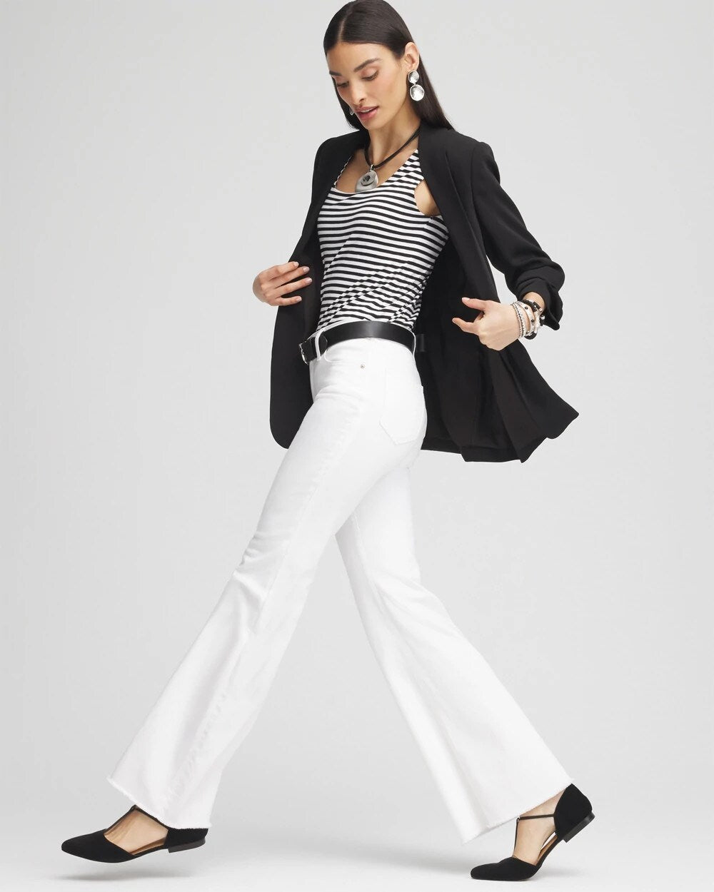 Chico's Clothing Girlfriend No Stain Frayed Flared Jeans
