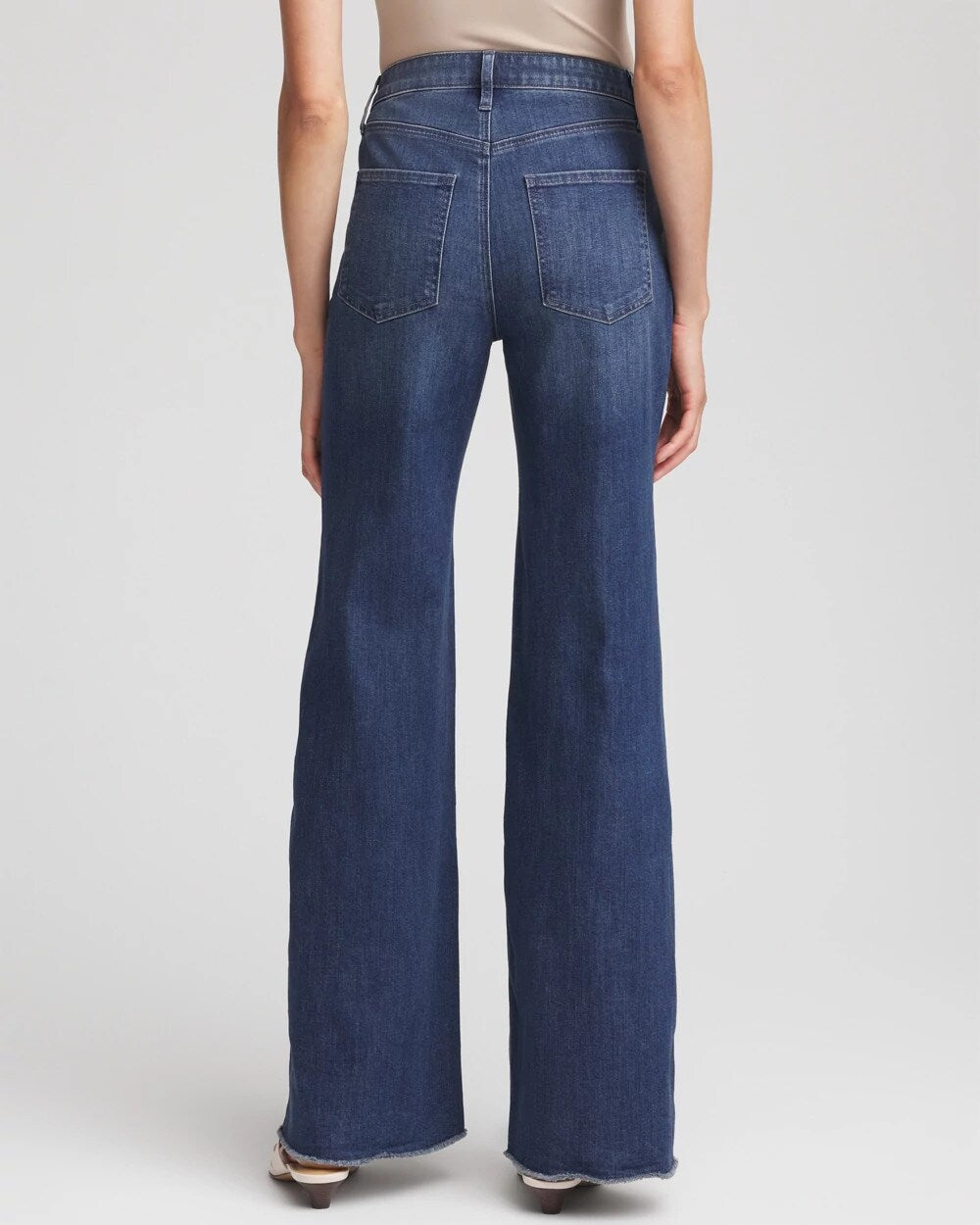Chico's Clothing Embellished Frayed Flared-Leg Jeans