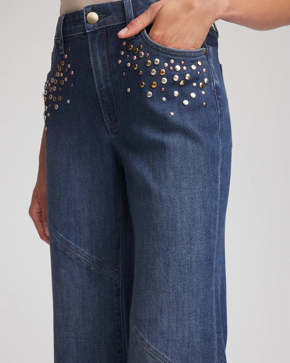 Chico's Clothing Embellished Frayed Flared-Leg Jeans
