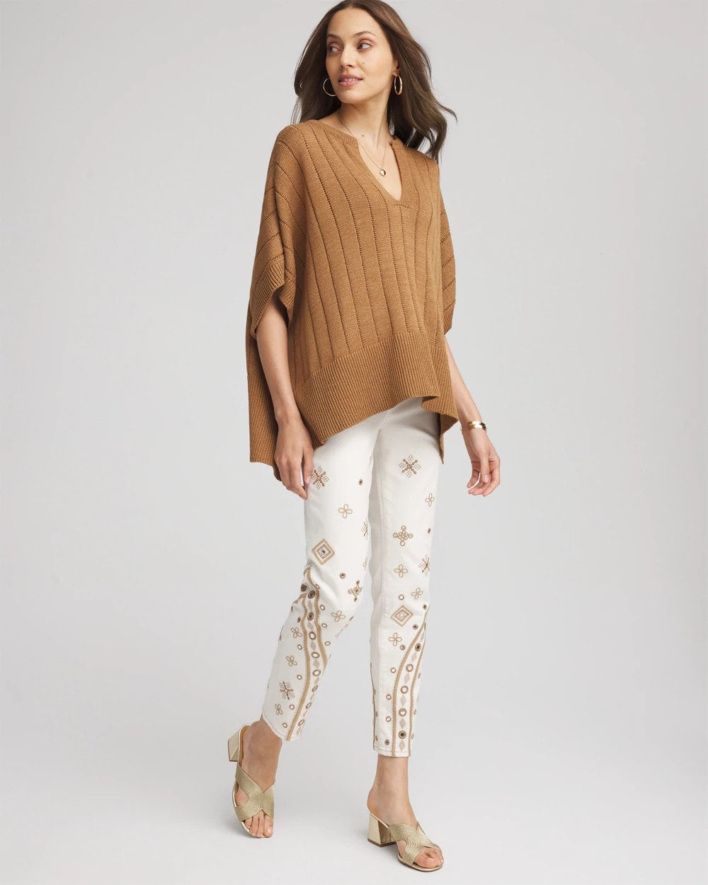 Chico's Clothing Embellished Girlfriend Slim Ankle Jeans