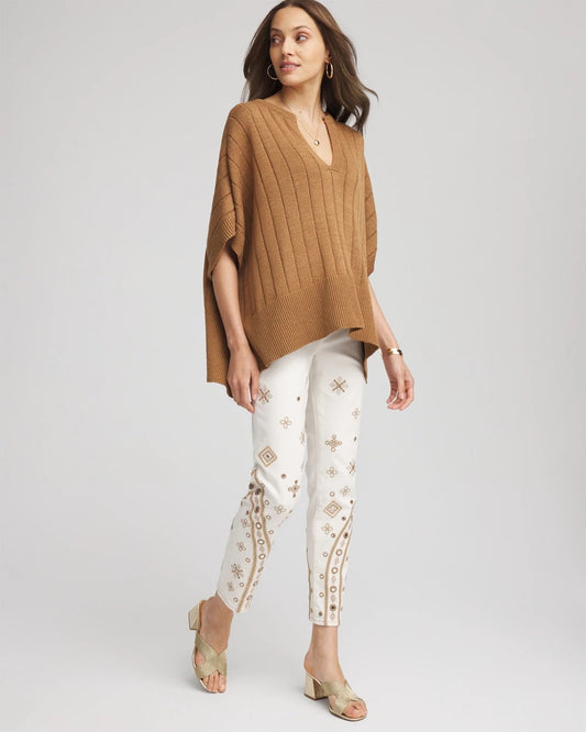 Chico's Clothing Embellished Girlfriend Slim Ankle Jeans